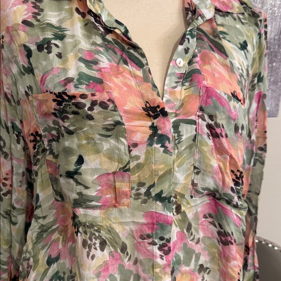 BELLA DAHL Button Front Hipster Shirt In Multi size Large - Picture 3 of 6